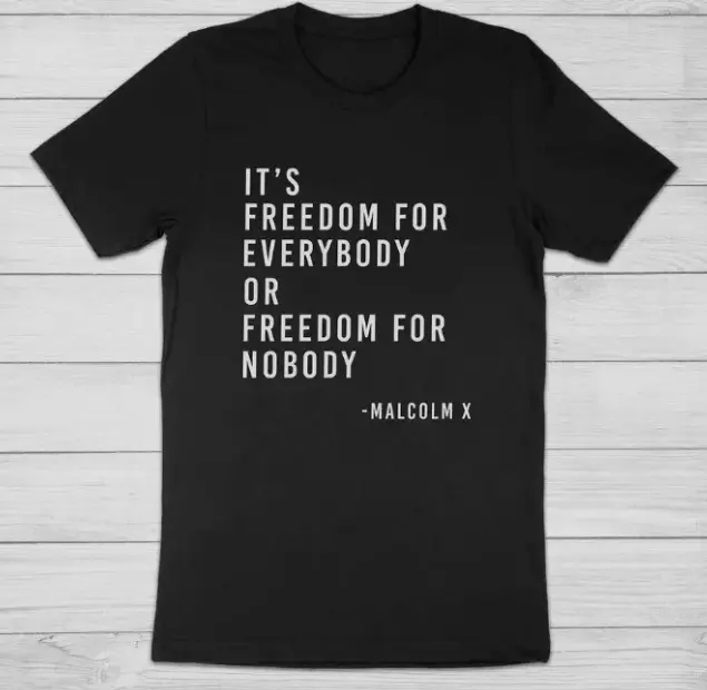 Malcolm X T-Shirt Men's Large Black Crew Neck Short Sleeve