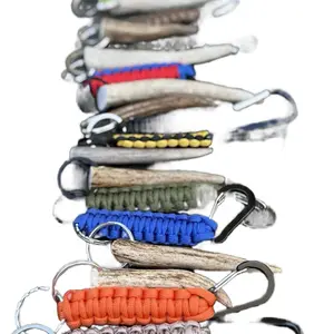 Antler Keychain with Paracord & Carabiner - Naturally Shed Deer Antler Crafted for Durability & Style - One-of-a-Kind Unique Texture & Character