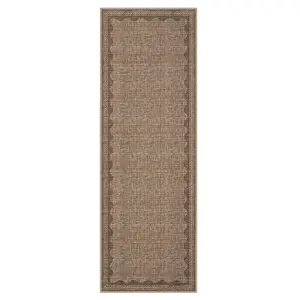 【Christmas Gift】2 x 6 ft Polyester Brown Rectangular Indoor Laundry Bathroom Kitchen Scalloped Modern Machine Washable Runner Rug