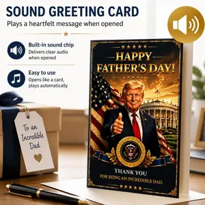 Talking Trump Father's Day Gag Card, 5x7 in, Real Trump Voice, Built-In Audio Message, High-Quality Fun Style, Father's Day Gift (Office Stationery Card)