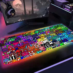 Geometry Dash Mouse Pad Gamer Rgb 1000×500mm 900×400mm 800×400mm 600x300mm Desk Mat Back Light Led Mousepad Setup Gaming Accessories Deskmat Big Mousepad Backlight