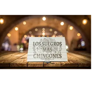 Los Suegros Más Chingones Shot Glass Box - Custom Made Wooden Drinkware with Engraved Design, Unique Custom Order Whiskey Tumbler