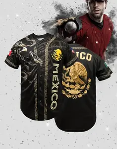 Mexico Heat Baseball Jersey-Sporty & Stylish Button-Up with Yellow, Black & Red Accents! Mexican Hot Weather Baseball Jersey