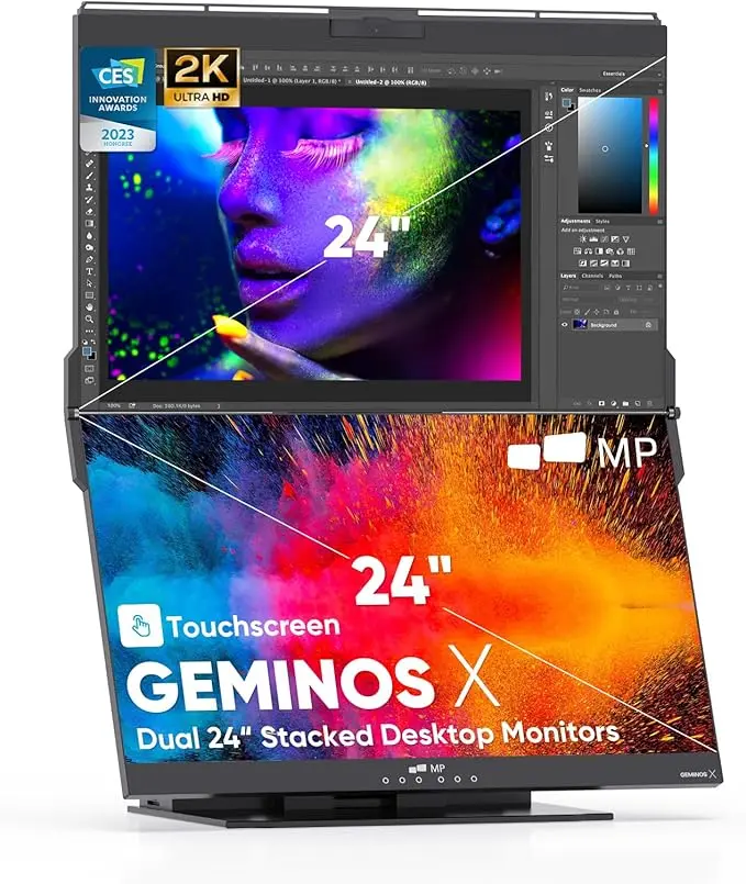 【Live ONLY】Geminos X- 2K Dual 24-inch Desktop Touchsreen Monitor