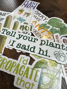 Sarcastic Plant Sticker Set, Seven (7) Plant Lover Stickers