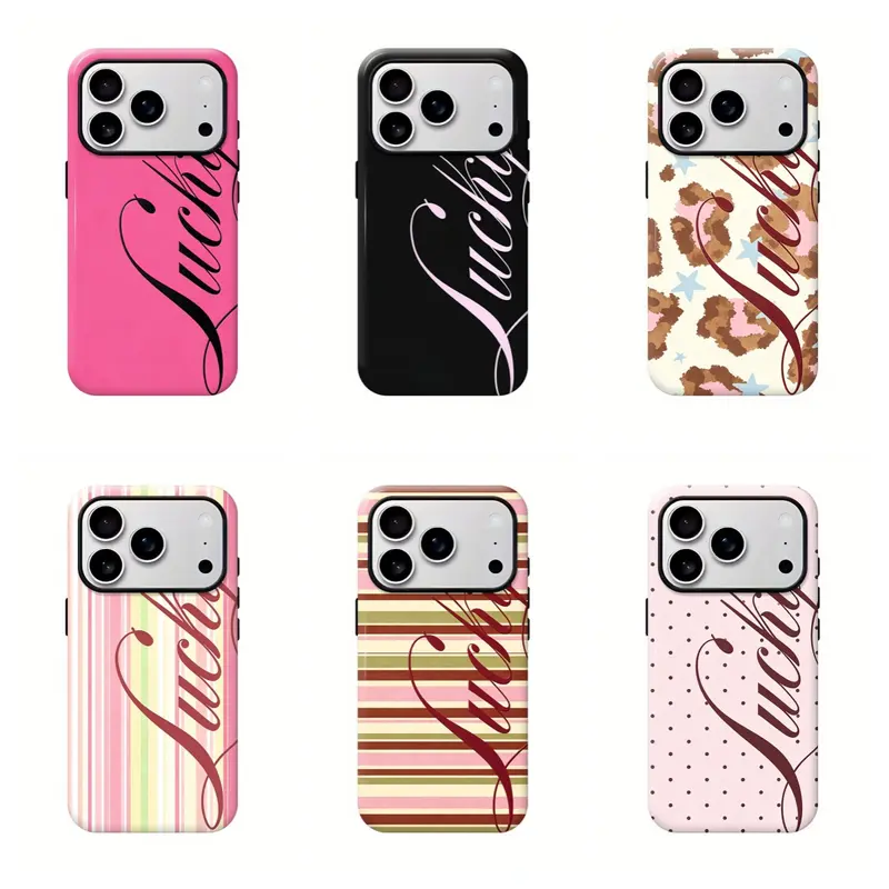 Lucky Script Design Protective Smartphone Shell - Double-Layer TPU Shockproof Mobile Phone Accessory, Button Coverage Phone Accessories for iPhone 17 Air,16 Plus,15 ProMax,14,13,12,11 Pro & Samsung Galaxy S26,S25,S24 FE,S23 Ultra (Multiple Colors)