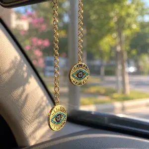 Evil Eye Car Charm, Elegant Rearview Mirror Accessory, Perfect Gift for Auto Enthusiasts & Stylish Drivers