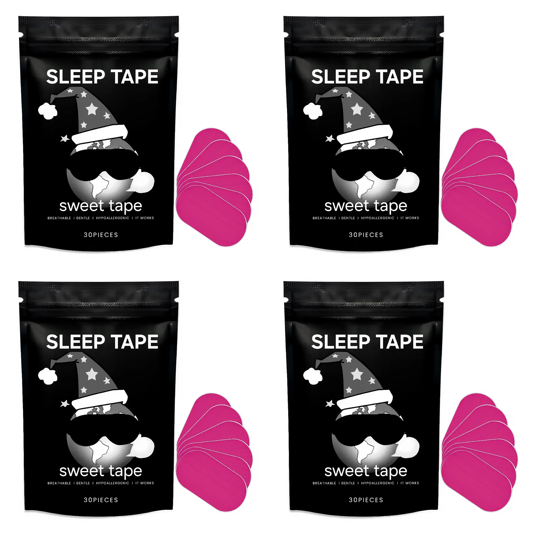 Mouth Tape - 3 Month Supply, Pink, Gentle Adhesion, 30 Strips, Sports Accessories, Queen, Sleep Breathing Patch for Oxygen Intake Sleep Mouth Tape