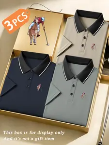 Men's Quick-Dry Polo Shirt Set, Geometric Print, Breathable & Comfortable, Sporty Fitted Design, High-Quality Stretch Fabric