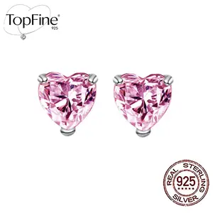 Luxury&Romantic Pink Love Heart-Shaped S925 Sterling Silvery Stud Earrings with Synthetic Synthetic Zirconia, Hypoallergenic, Simple Classic Style, Fashion Jewelry Ideal Gift for Women&Lovers, Versatile Jewelry Suitable for Daily Holiday Special Occasion