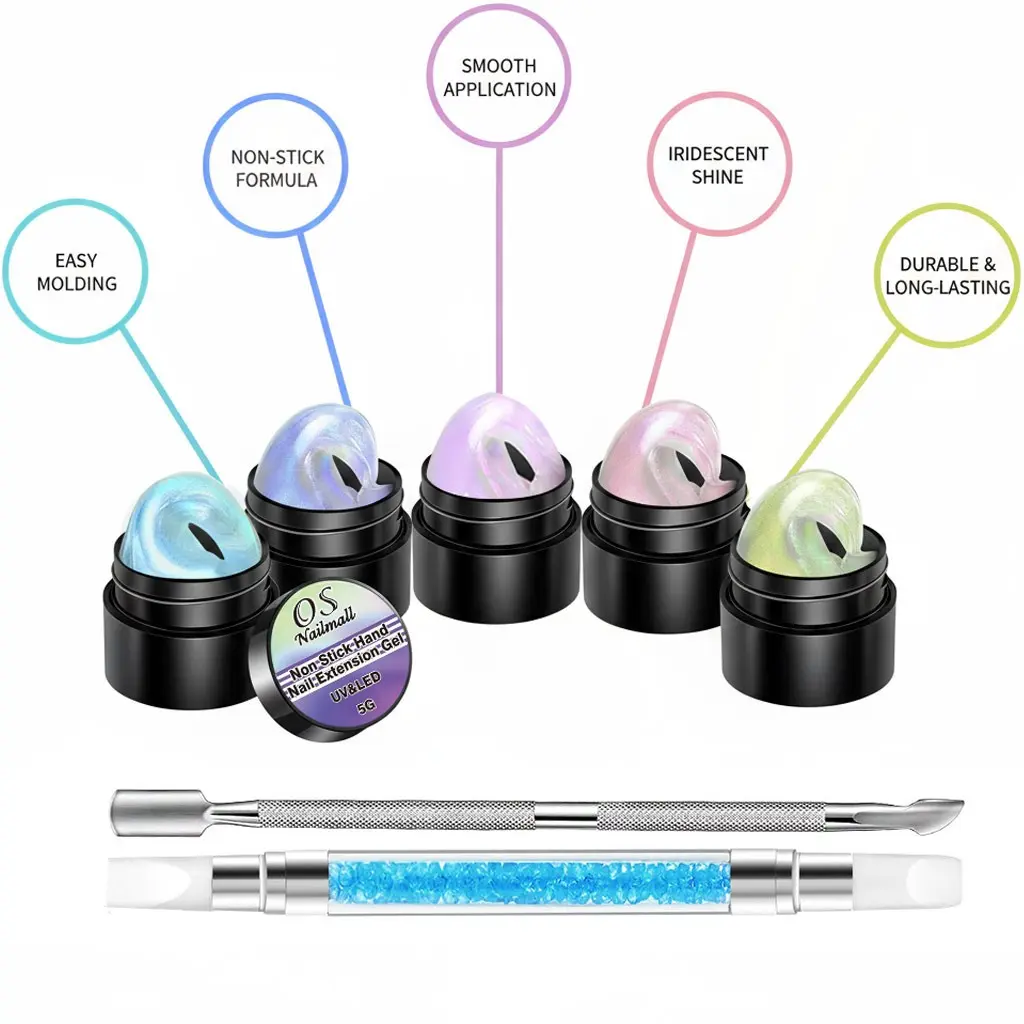 7-Piece Aurora Non-Stick Smooth Polymer Gel Nail Art Polish Set, UV LED Solid Gel Nails, Nail Extension Gel, Professional Manicure Kit, Durable Long-Lasting Shine, Gel Polish Sets, Nail Products