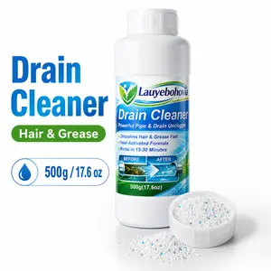 Lauyebohovia Drain Cleaner 17.6 oz, Heat-Activated Granule Formula for Kitchen & Bathroom Drains, Household Drain Care