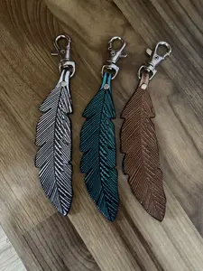 Leather Feather Purse Charm