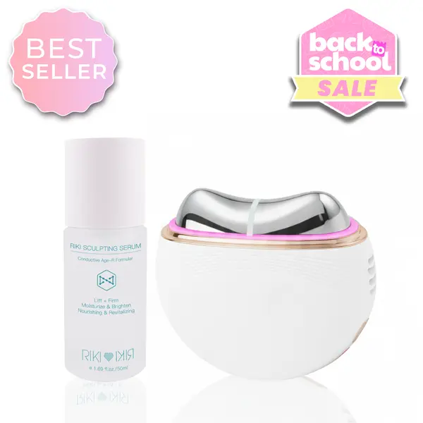 RIKI Sculptress & RIKI Sculpting Serum Bundle - EMS, LED Light Therapy, Heat, Cooling, Vibration for Lifting, Toning, Rejuvenation & Enhanced Absorption | LIVE Only