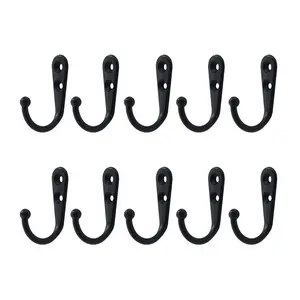 10pcs Metal Single Wall Hook, Simple Retro Hanging Storage Hook, Screw Installation Hanging Heavy Duty, Household Rustproof Hook, Kitchen Bathroom Accessories