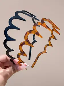 1pc/2pcs Wild Texture Series Ins Wind Hairband Set Dark Brown Black Gradient Leopard Print Non-slip Teeth Firm No Hair Injury Korean Women's Group Same High Cranial Top Style Artifact Strong Elastic No Head Set for Commuting/Dating/Party Hairstyle Suitabl