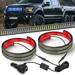 Nilight 2PCS 24 inch Truck Grille Strobe Lights Strip 384 LED Light Blue White Flexible Side Flashing Working Safety Waterproof Lighting Kit for Trucks Tow Plow Construction Vehicles