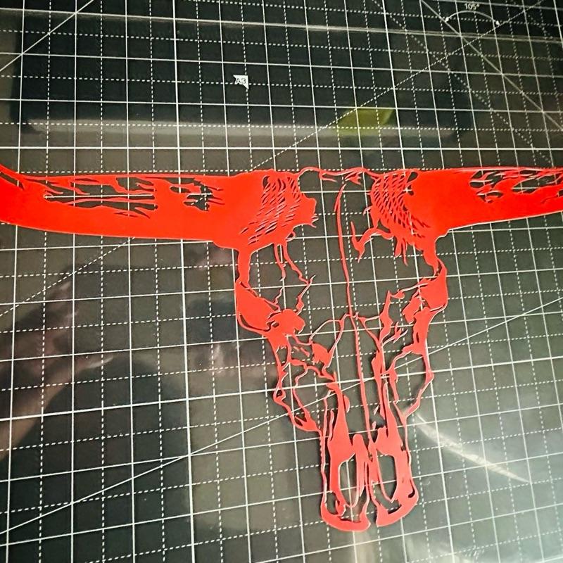 Bull skull with detail truck or car decal in weatherproof vinyl available in many colors