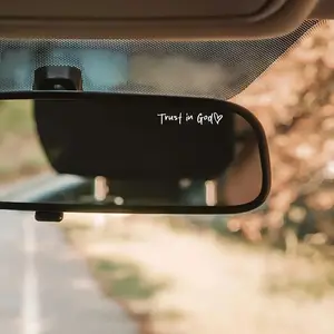 Trust in God Letter Pattern Car Rearview Mirror Sticker, 2 Counts/set Car Rearview Mirror Decal, Faith-based Bible Verse Sticker, Ideal Christian Gift, Sticker for Cars
