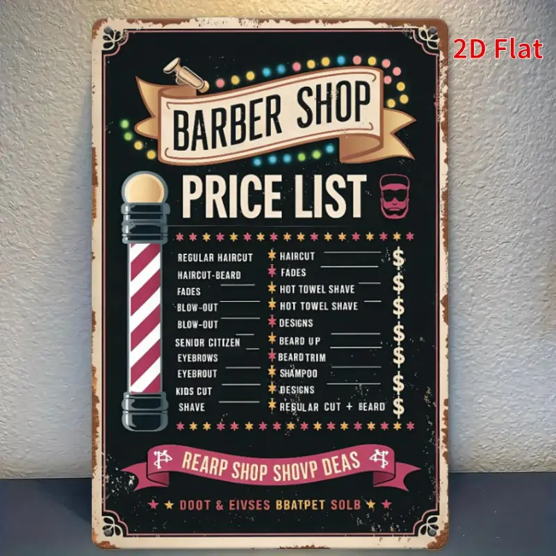Vintage Barber Shop Price List, Retro Barber Shop Price List, Wall Art for Hair Salon, Home Decor, Barber Shop Decor, Hair Salon Decor, Signs, Vintage Plaque Decor, Decorative Plaque Sign