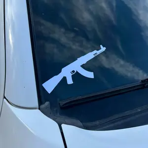 AK-47 Car Decal - Durable Vinyl Sticker for Car Windows - Vehicle Decoration - White Design