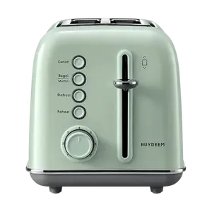 BUYDEEM 2-Slice Toaster Oven, Stainless Steel Retro Toaster for Bagels, Waffles, Pastries, Breakfast Sandwich Maker, 50.99 Sale Price, Light Fir Green