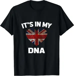 100%cotton It's In My Dna British Flag Union Jack Britain UK T-Shirt women's  graphic  tees