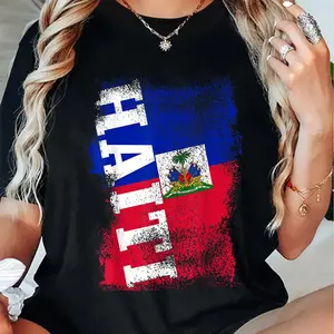 100% Cotton Haiti Haitian Flag Caribbean Souvenir T-Shirt Shirt