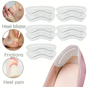 Transparent Silicone Heel Cushions, Anti-Slip Protection Pads for Loose Shoes, Prevent Foot Blisters, Comfortable High Heel Inserts, Clear