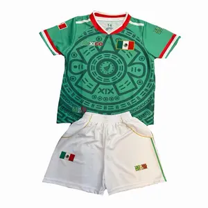 Mexico Azteca  2026 Soccer Jersey Green with Team Logo National Flag Design Comfortable Short Sleeves Soft 100% Polyester Expandable Shoulders Tagless Durable Snaps