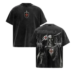 Retro Baldwin IV "The Leper King" The Crusader King and His Holy Army Vintage Washed T-Shirt Hoodie Tank Top Sweatshirt | Jerusalem Cross Medieval Christian Streetwear | Medieval Cross Armor Glory of God Outfit