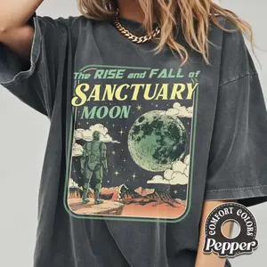 The Rise and Fall of Sanctuary Moon Comfort Colors T-Shirt, Murderbot Diaries Inspired Shirt, Retro Sci-Fi Graphic Tee for Book Lovers