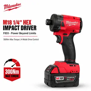 Professional Milwaukee M18  1/4" Hex Impact Driver FID3 features 300Nm Torque with Ultra Compact 12.5cm Body and 3900 RPM Brushless Motor 4-Mode Drive Control Heavy Duty Construction Power Tool charger