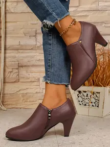 Women's Short Boots, Chunky Heel Design, Fashionable Comfort Shoes, Perfect Casual Match, Durable Structure, Stylish and Comfortable, Boots With The Heels