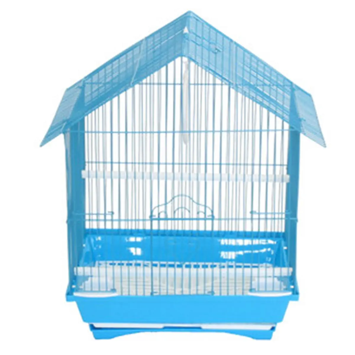 212 MAIN Enclosed House-Shape Small Parrot Cage for Hamsters, Guinea Pigs, Ferrets, 11x9x16 in, Blue, Easy-Cleaning with Slide-Out Tray, 2 Perches