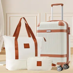 3-Piece Hardshell Luggage Set with Spinner Wheels & TSA Lock, Retro Style Travel  luggage Set (20" Suitcase  + handbag + Makeup Bag),   Extra storage space ,Lightweight Durable ABS Luggage for Men & Women, Business & Vacation