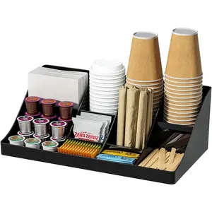 Coffee Station Organizer Coffee Bar Cup Holder Kitchen Countertop Accessories for Sugar Packet Condiment Black 1 Pcs