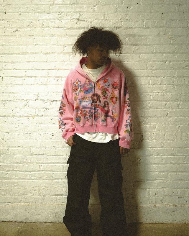 American retro gothic rock letter print hooded Harajuku loose fit versatile sportswear couple style sweatshirt