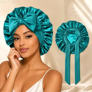 Women's Double-Layer Satin Flower Sleep Bonnet - Lightweight, Soft, Breathable, Adjustable Haircare Night Cap for Daily Heatless Hair Styling,summerwins