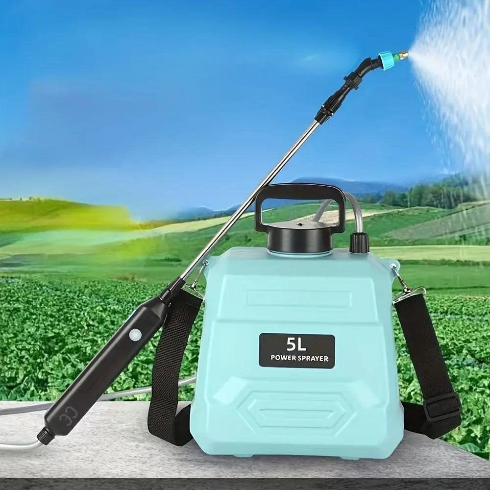 5.26oz USB Rechargeable Portable Electric Garden Hose Wand Sprayer Nozzle with Telescopic Pole, Adjustable Strap, 3 Adjustable Nozzles for Car Washing & Maintenance