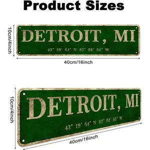 Detroit MI City Sign Rustic Vintage Aluminum Art Wall Decor Office Home Classroom 4 x 16 Plaque