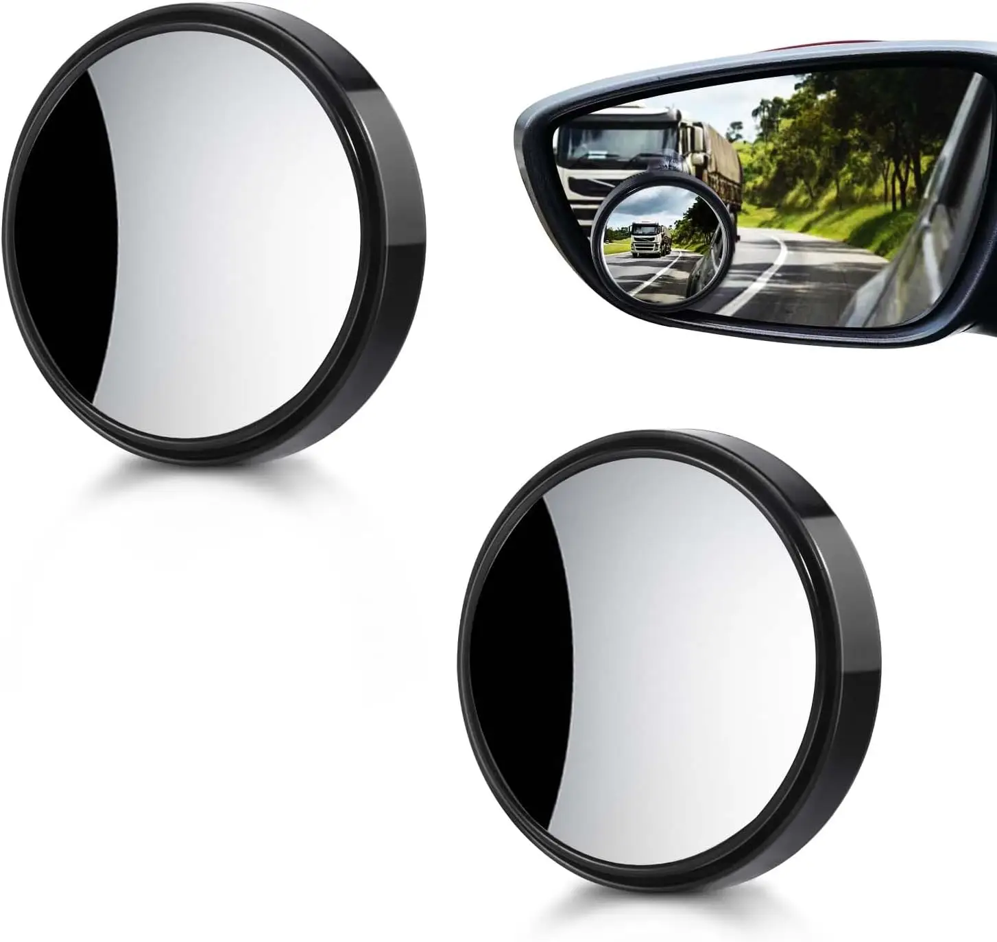 【Yurnlv】2 Pack Blind Spot Car Mirror 2 Inch Angle Adjustable HD Glass Round Car Side Rear View Convex Mirror Accessories with Frame