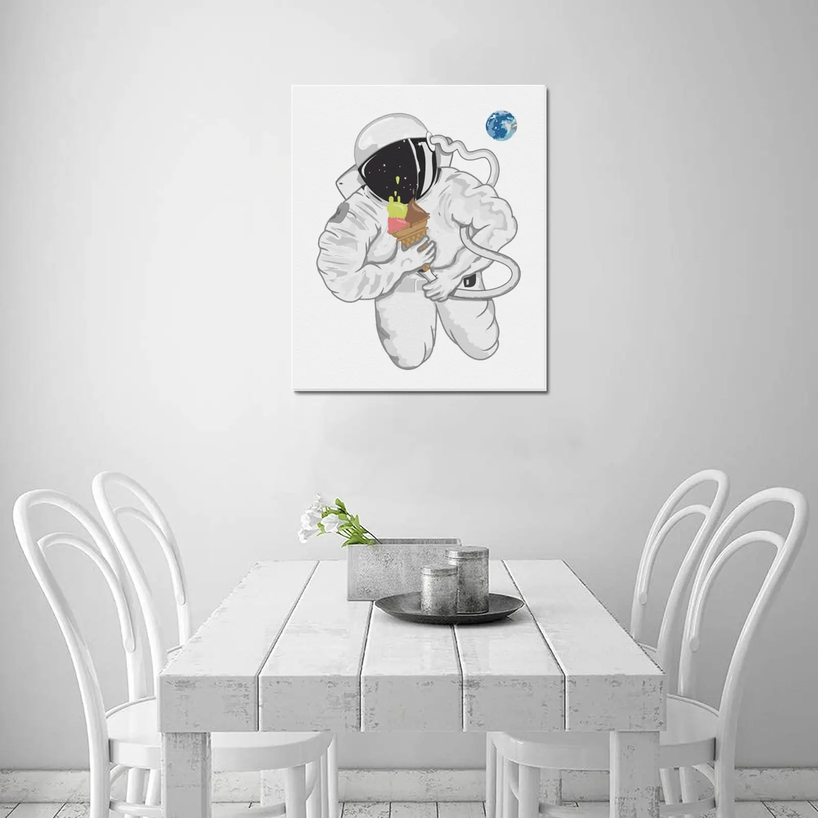 Astronaut With Ice Cream ConeFrame Canvas Print 20"x24" One Size