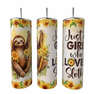 Just A Girl Who Loves Sloths - 20 oz Tumbler stainless steel cup sublimation I Love You Slow Much Coffee Drinkware Insulated Lid Skinny Portable