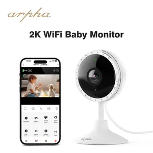 ARPHA P160 Indoor WiFi Security Camera, 2K Recording,Sound Detection, Night Version, Two-Way Talk, Support SD Card & Cloud Storage Security Camera Adjustable Monitoring Room Office Home Security Live View Phone，Intelligent monitoring White
