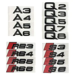 1Pcs 3D Abs Chrome Car Trunk Letter Number Badge Emblem Sticker Universal Car Sticker for Audi A3 A4 A5 A6 Q2 Q3 Q5 Q7 Q8 Rs3 Rs4 Rs5 Rs6 S3 S4 S5 S6 Auto Accessories Car Decal