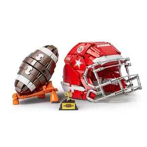 Rugby Theme Building Block Set, 1038pcs/set Football and Helmet Assembly Models, Creative Building Toys for Home Decor