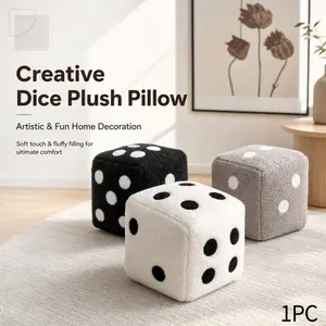 Creative Dice Plush Pillow, Soft Fluffy Cube Shaped Throw Pillow, Cute Dice Cushion for Home Decoration, Fun Gaming Room & Bedroom Accent
