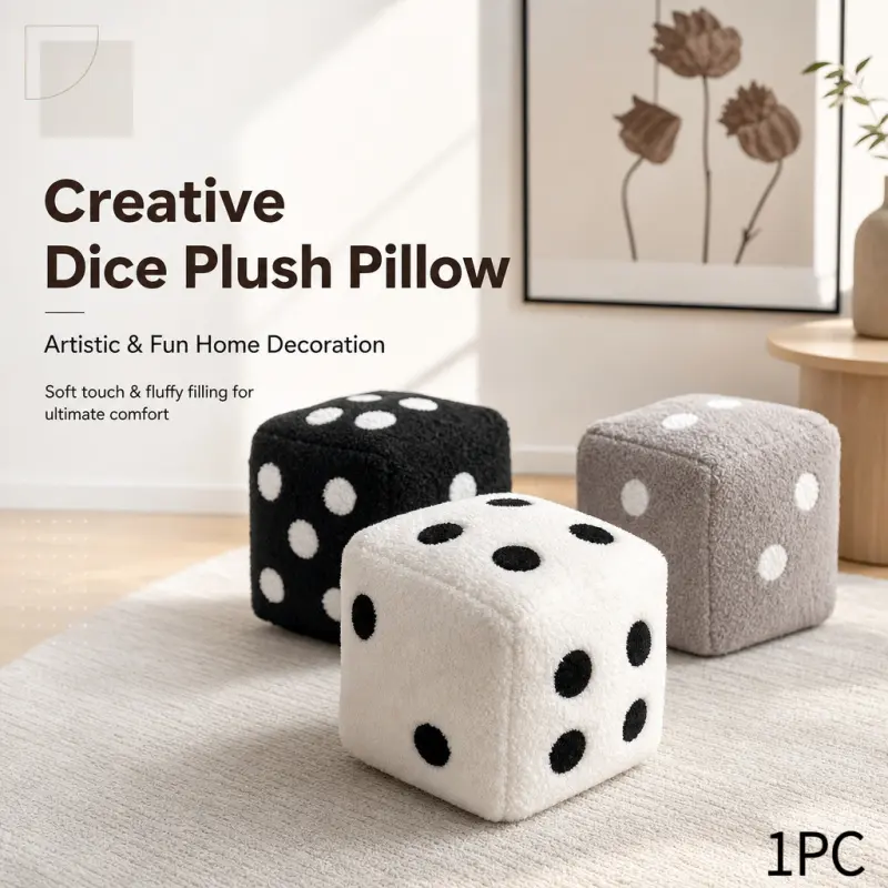 Creative Dice Plush Pillow, Soft Fluffy Cube Shaped Throw Pillow, Soft Cushioning, Cute Dice Square Cushion, Home Decorative Cushion for Home Decoration, Fun Gaming Room & Bedroom Accent