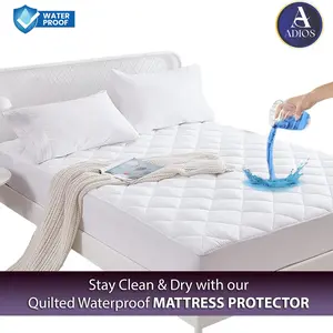 Adios Premium Extra Deep 100% Waterproof Quilted Mattress Protector Luxury Soft & Breathable Bed Cover in Standard USA Size Twin to California King